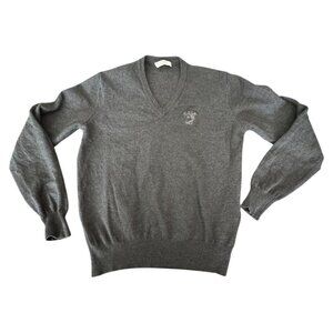 Versace Collection Logo 100% Wool Sweater in CHARCOAL Gray Mens Italian Sz L